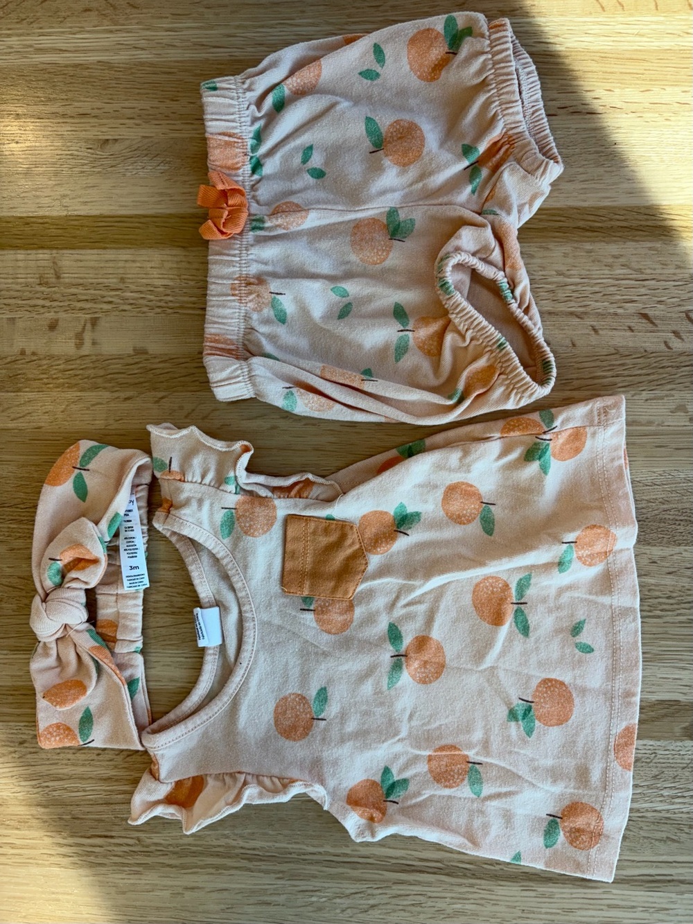 Peach Print Girls' Matching Set - Peach